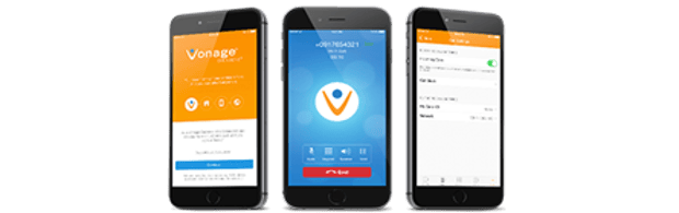 photo of 3 smartphones with the vonage app