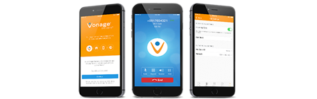 photo of 3 smartphones with the vonage app